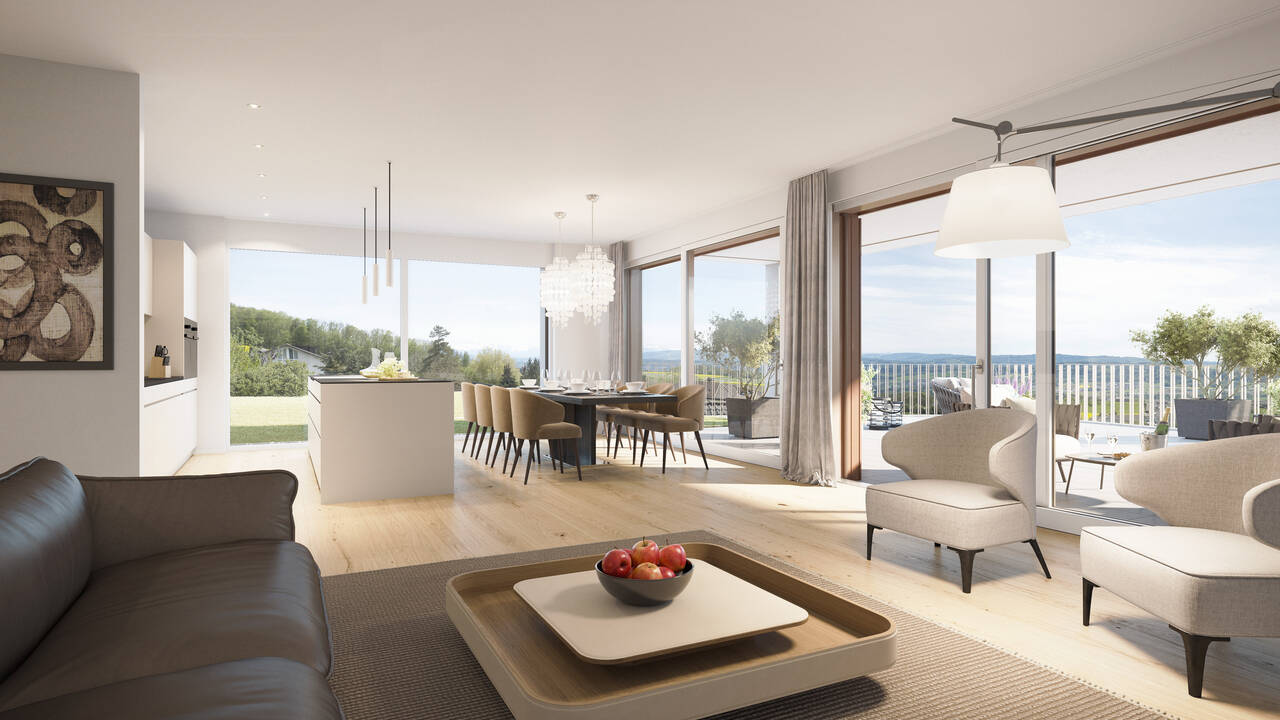 3 / 2D - Spektakuläre Aussicht und den Zugang zur Terrasse über riesige Glaselemente